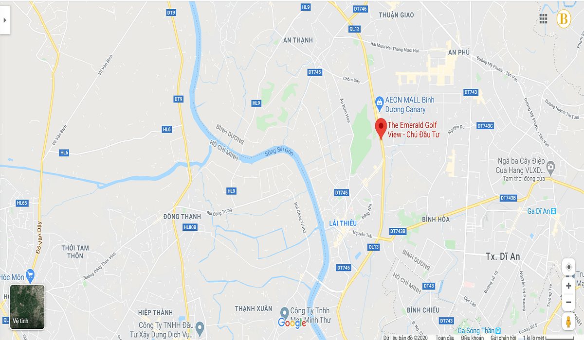 vị trí dự án emerald golf view bình duong