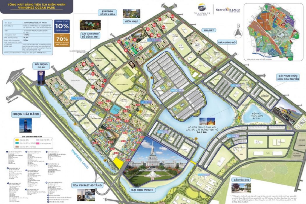 Tổng mặt bằng tiện ích dự án Ocean Park Vinhome Gia Lâm Hà Nội